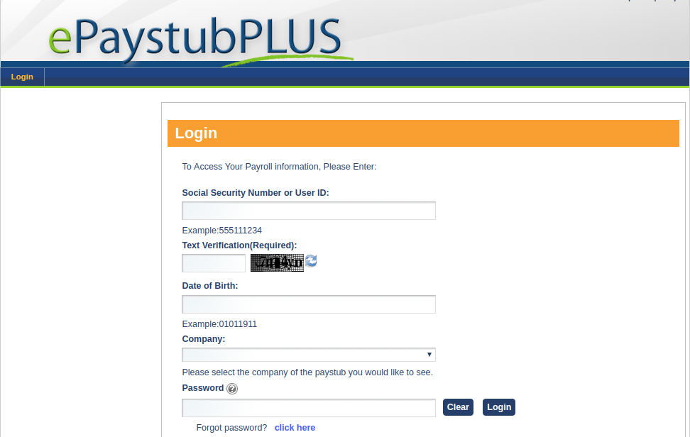 ePay Stub Plus Login