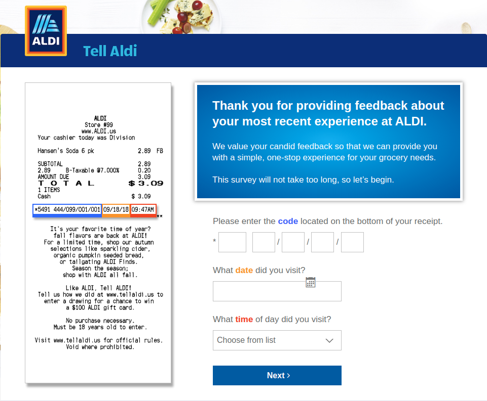 tell aldi survey