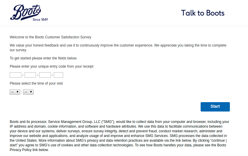 Boots Customer Survey